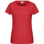 Damen-T-Shirt aus Bio-Baumwolle James+Nicholson 8007 – Karminrot meliert XS