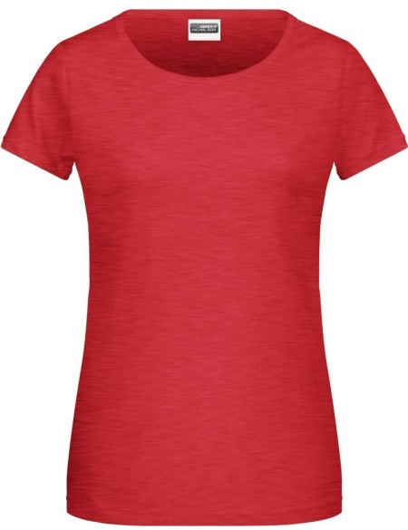 Damen-T-Shirt aus Bio-Baumwolle James+Nicholson 8007 – Karminrot meliert XS