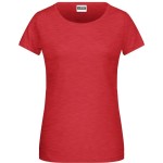 Damen-T-Shirt aus Bio-Baumwolle James+Nicholson 8007 – Karminrot meliert S