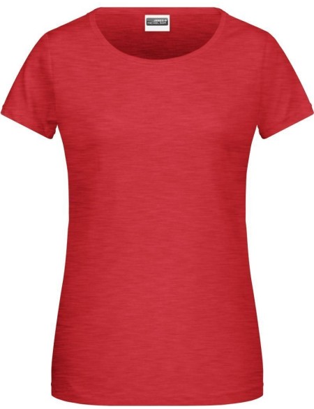 Damen-T-Shirt aus Bio-Baumwolle James+Nicholson 8007 – Karminrot meliert S
