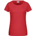 Damen-T-Shirt aus Bio-Baumwolle James+Nicholson 8007 - Karminrot meliert L
