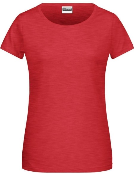James+Nicholson 8007 Damen-T-Shirt aus Bio-Baumwolle – Karminrot meliert XL