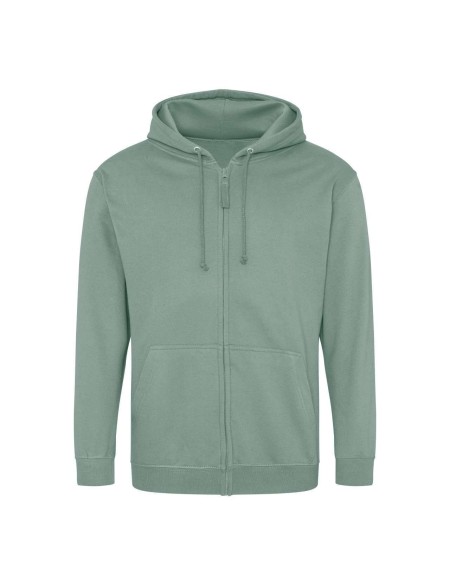 Herren-Kapuzenpullover mit Reißverschluss ZOODIE – Staubiges Grün L
