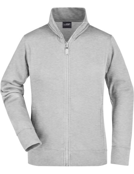 James+Nicholson JN52 Damen-Kapuzenpullover mit Reißverschluss – Grau meliert XL